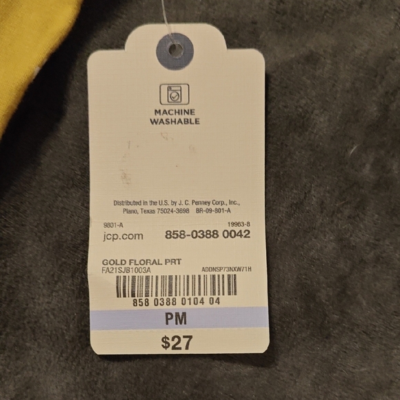 NWT St. John's Bay Mustard Floral Long Sleeve Top - Picture 6 of 6